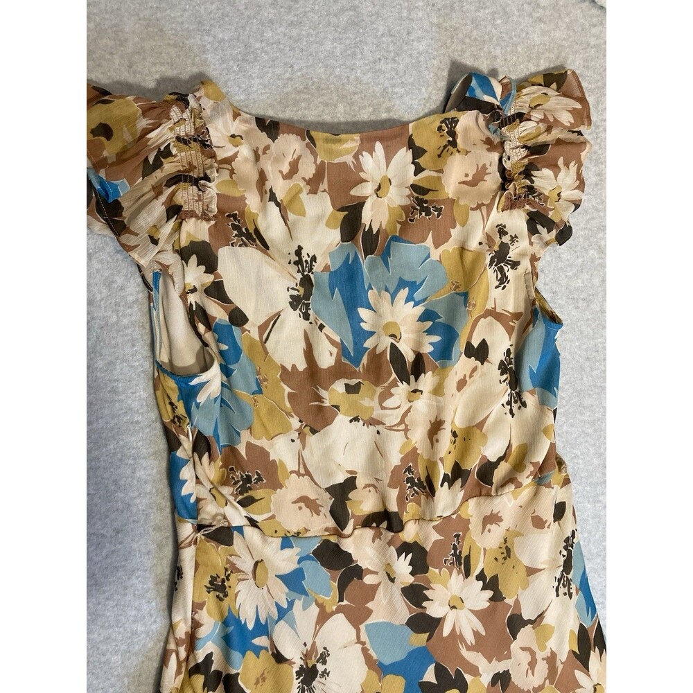 lauren ralph lauren Dress Sz 12 Black Label Floral V Neck Flowy Classic Spring - Picture 14 of 16